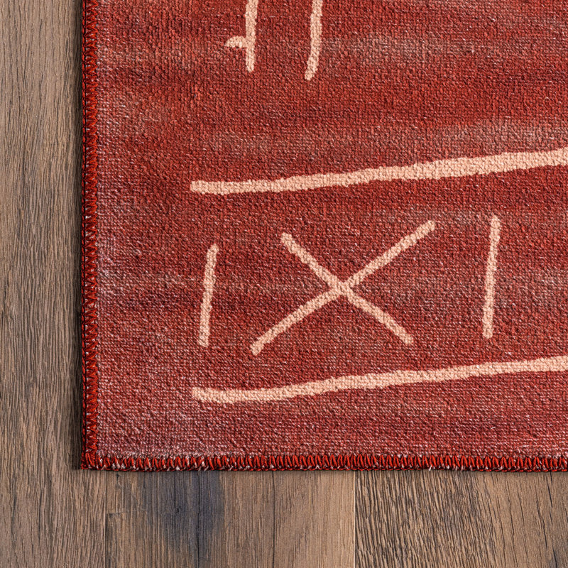 Tapis tribal géométrique lavable à la machine Fabiana SpinClean, Rectangle 8 pi x 10 pi