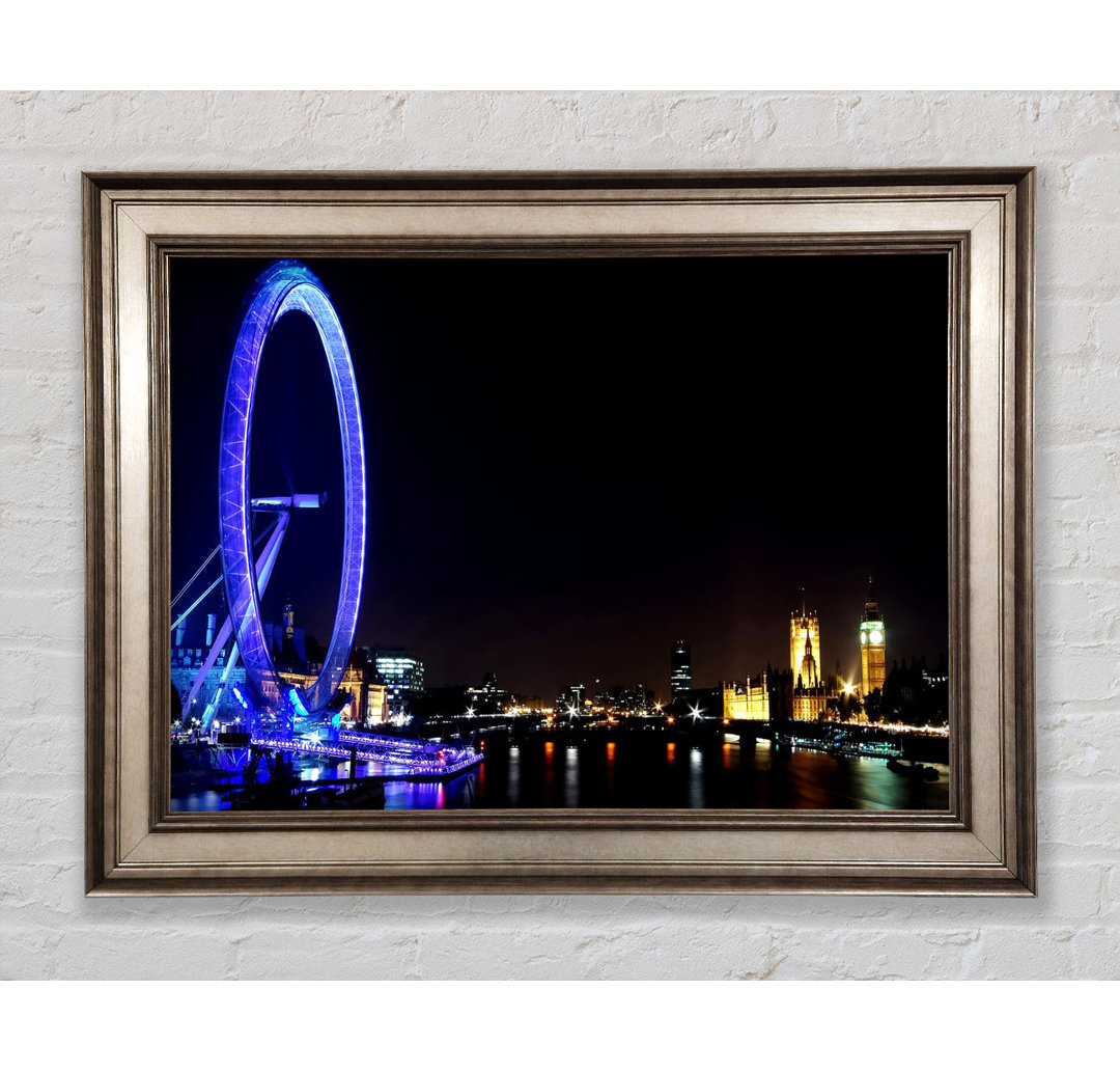 Gerahmtes Leinwandbild London Eye Blue Uk Framed Print