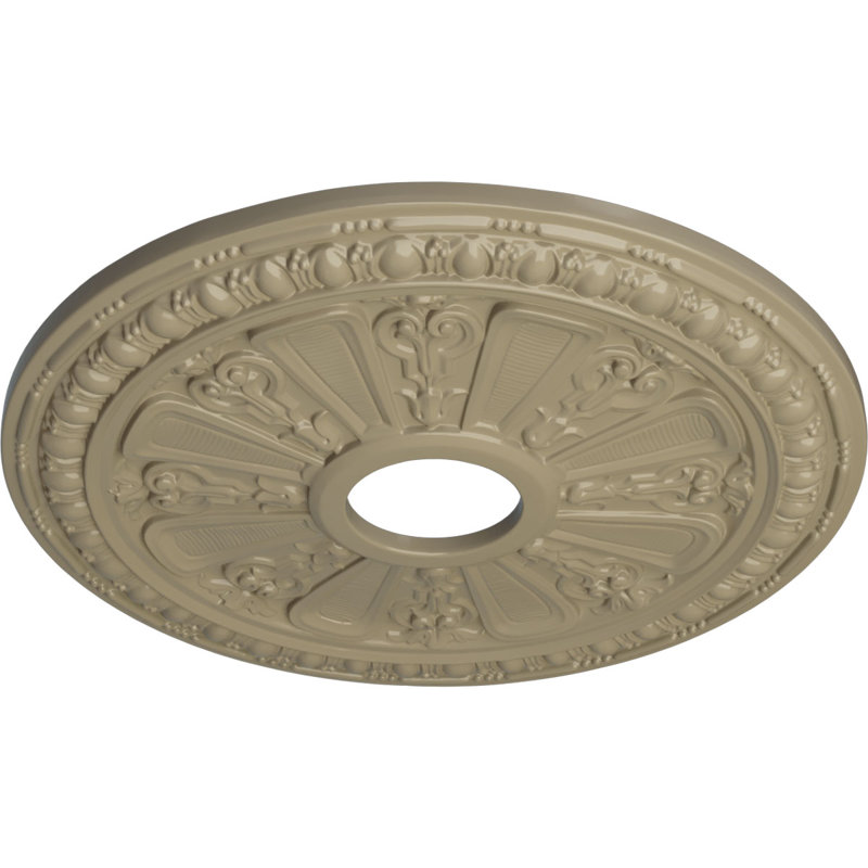 Endurathane Carlsbad Ceiling Medallion, 19 1/2"OD x 1 3/4"P, Hand-Painted Clear Yellow Finish, Gobi Desert