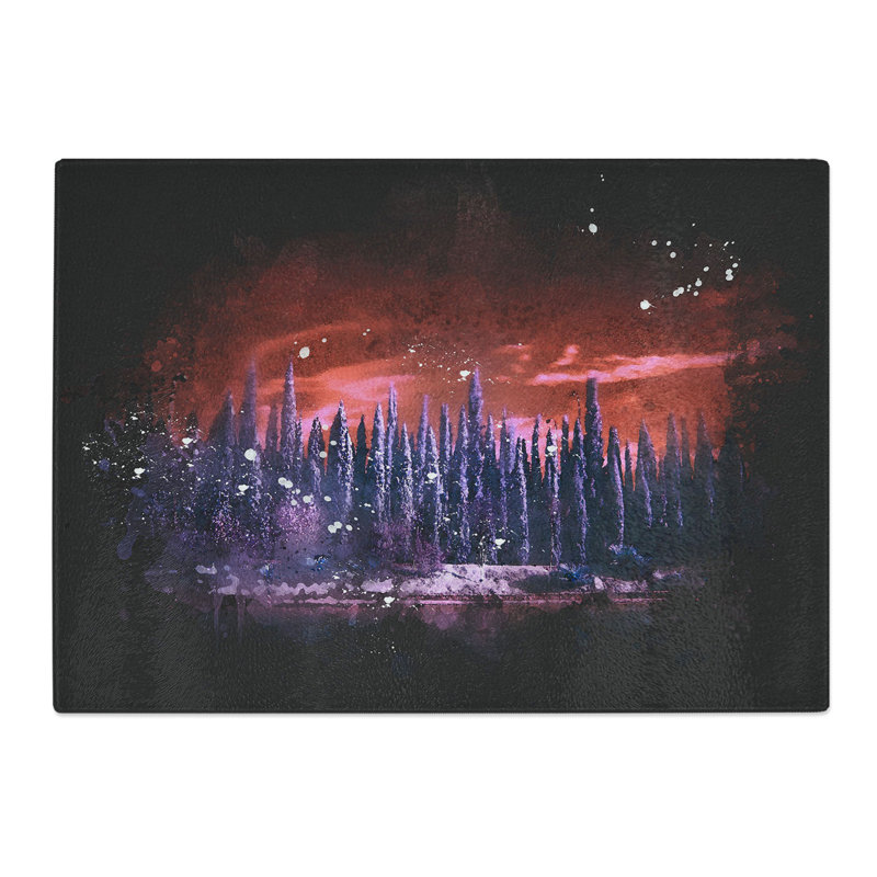 Tempered Glass Cypress Trees Chopping Board, 28.5 cm x 39 cm