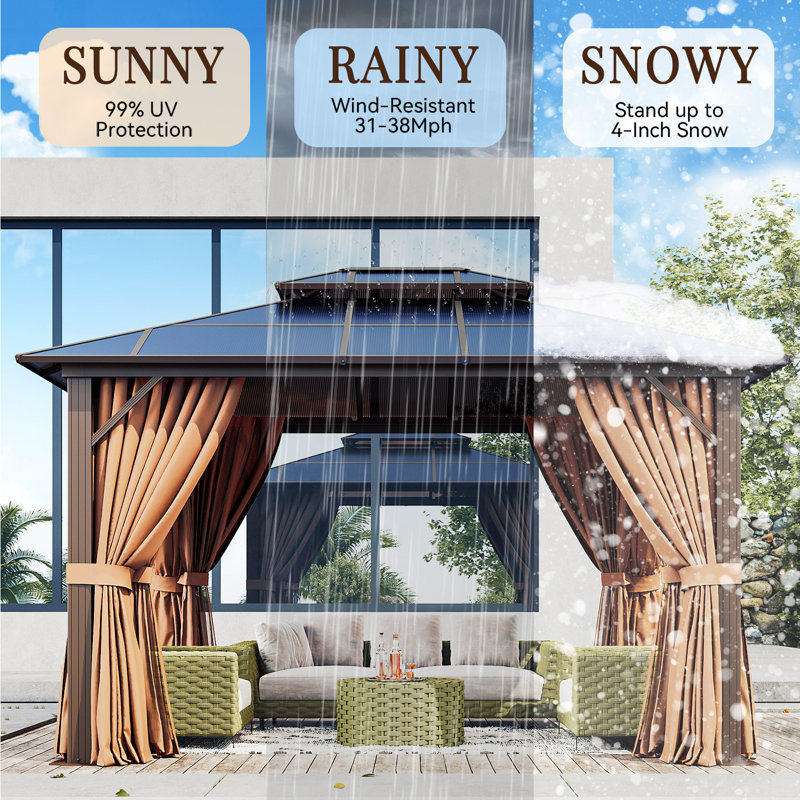 12 Ft. W x 10 Ft. D Metal Patio Gazebo