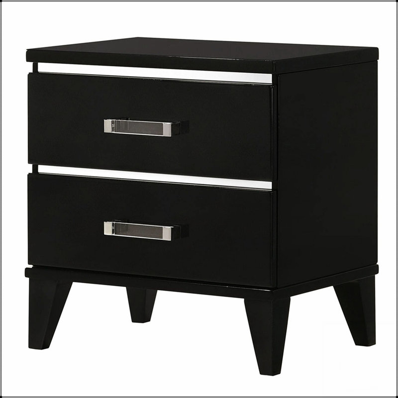 Élégante table de chevet à 2 tiroirs avec une construction durable et beaucoup de rangement, parfaite pour les chambres à coucher modernes