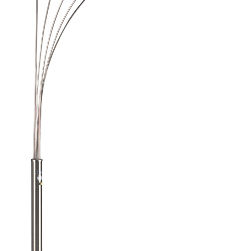 Adjustable 5-Head Silver Floor Lamp With Dimmer,  For Modern And Functional Lighting Solutions, Brushed Nickel