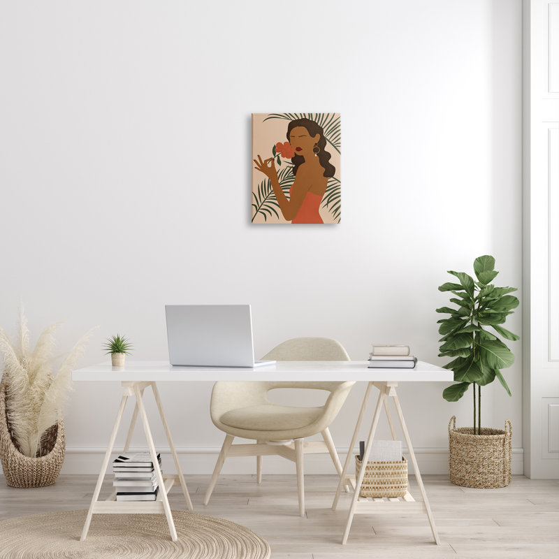 «Woman With Red Floral», impression sur toile, Toile tendue, H 20 po x l 16 po x 1,5 po