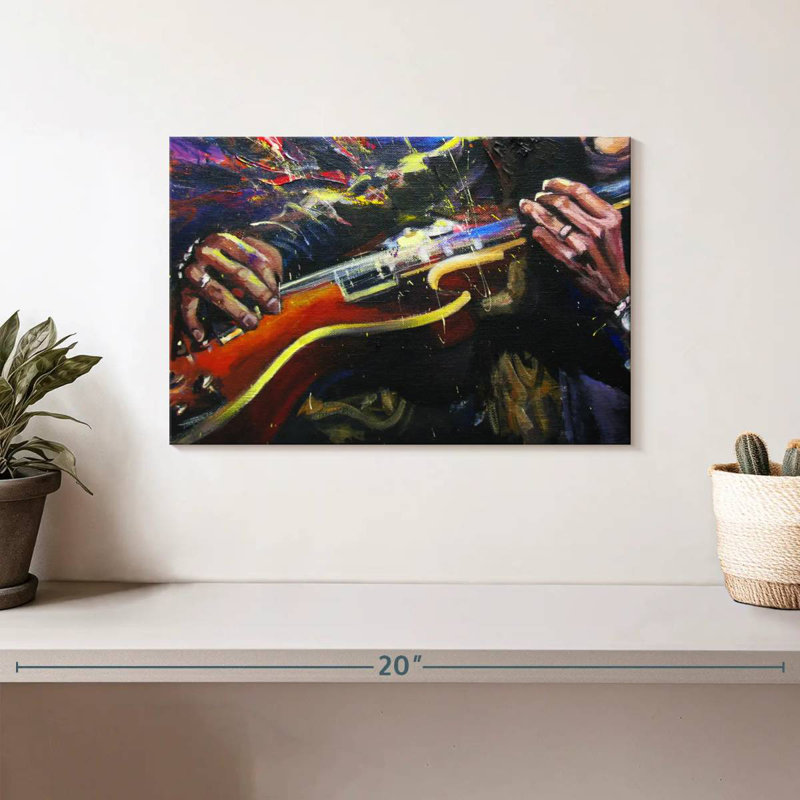 Abarca, guitare, jouant de la musique rock, H 8 po x l 12 po