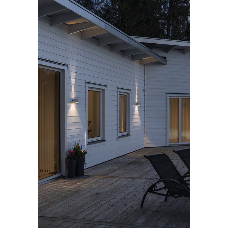 Silver Outdoor Armed Sconce, Matt White