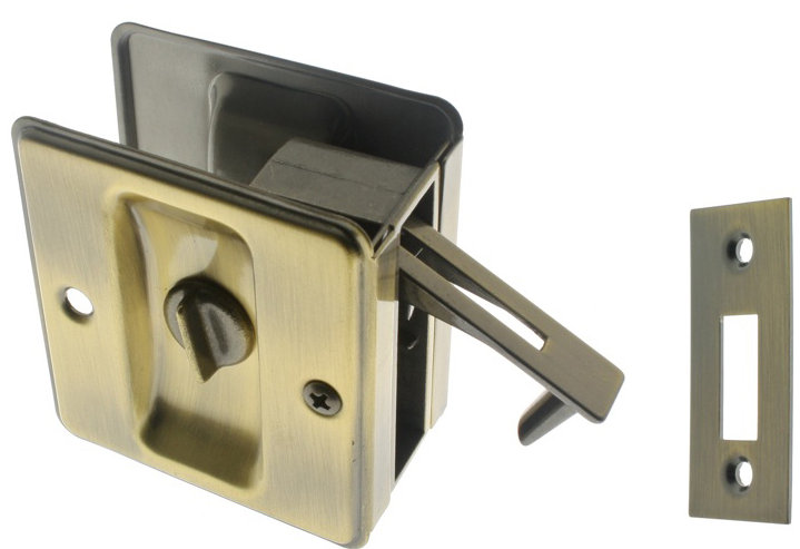 Solid Brass Pocket Privacy Pull, Antique Brass