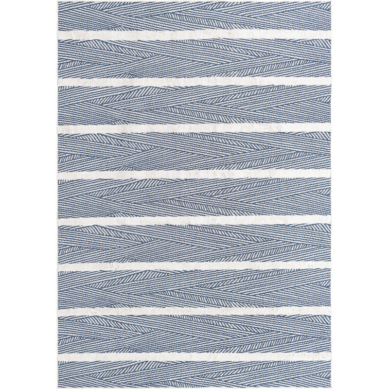 Tapis bleu contemporain Contemporary Eiryn, Rectangle 6 pi 4 po x 9 pi