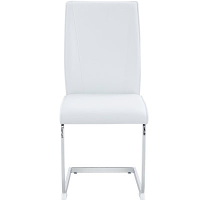 2pcs Comfortable Arch Seats - White Pu And Metal Leg Reduces Fatigue Luxury Simple Dining Seat Of 2 With Arched Breathable Fabric