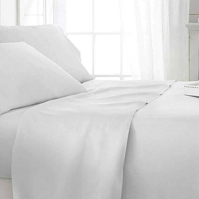 Ensemble de draps uni en rayonne, Ensemble de draps pour grand lit + un drap-housse, Blanc