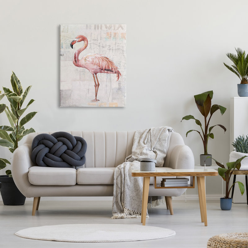 «Flamingo Collage Portrait on Canvas» par Karen Smith, reproduction, H 40 po x l 30 po x P 1,5 po