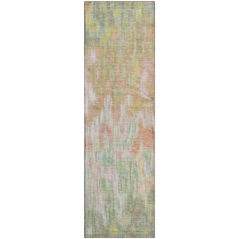 Premium Machine Washable Mayfield AMF2129 abstract Rug, Coral, 2'3" x 7'6" Runner