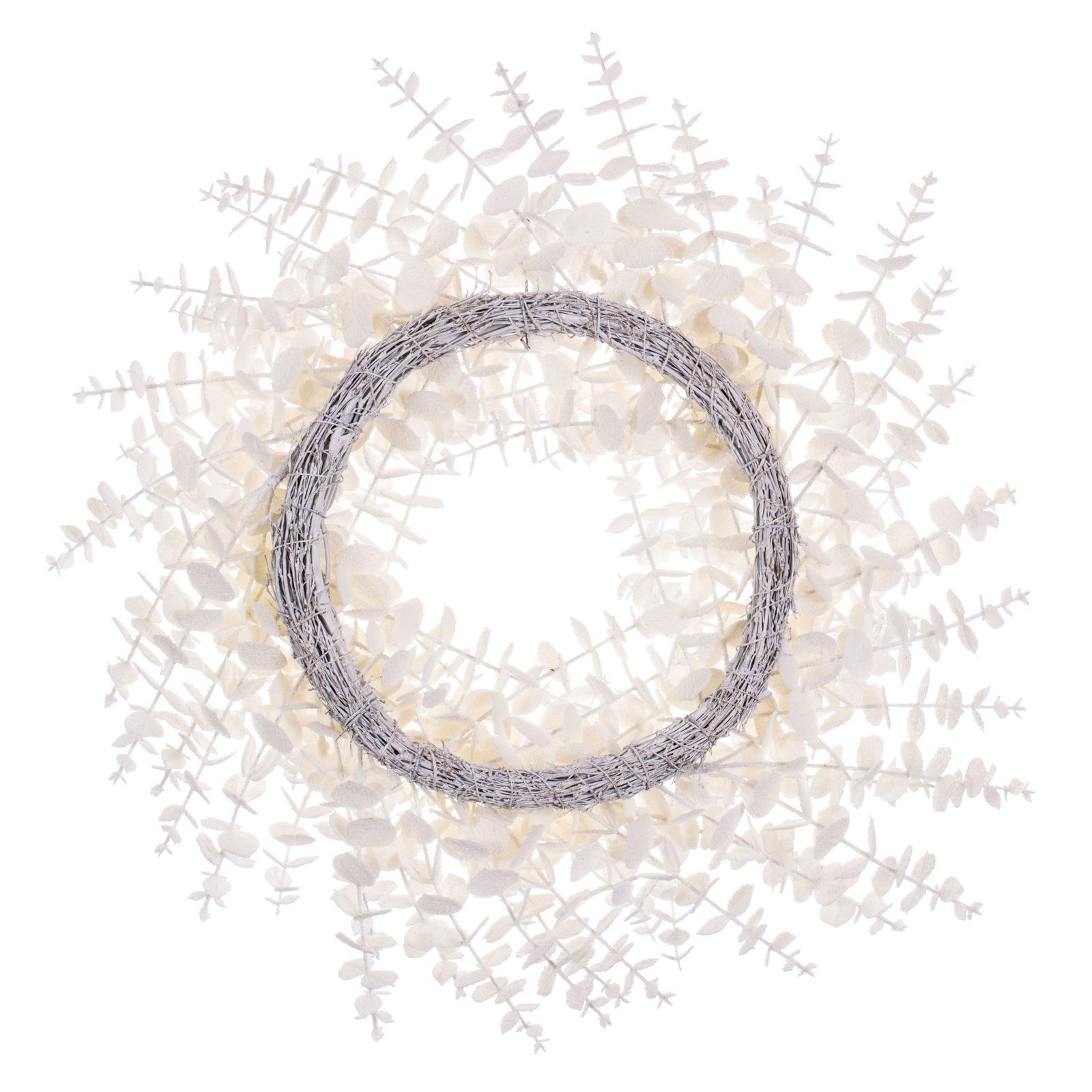 Artificial 24" Eucalyptus Wreath, White