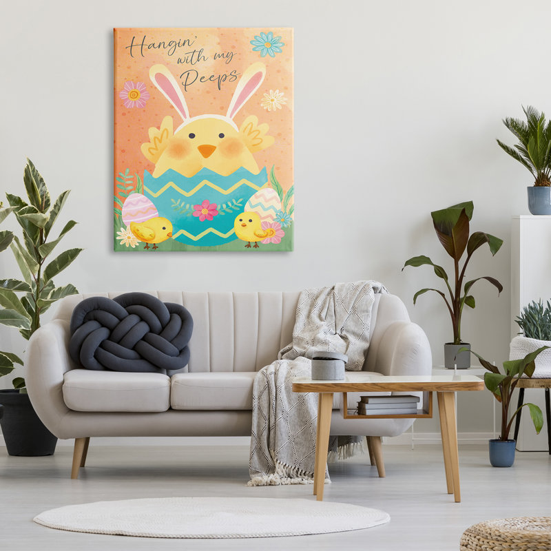 «Hangin 'With My Peeps», œufs de Pâques par N / A - impression sur toile tendue, H 48 po x l 36 po x P 1,5 po