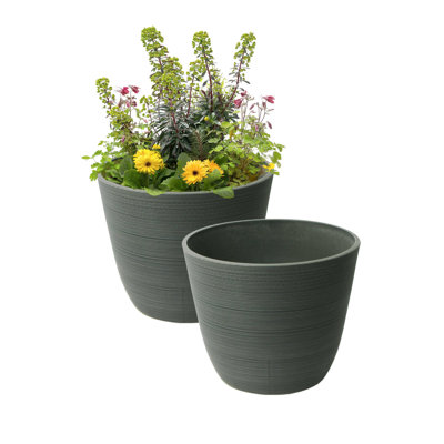 Tahmina Ribbed Composite Pot Planter Set