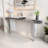 Luxury Full-length Mirror Console Table With Fluted Tempered Glass And Rounded Edge
