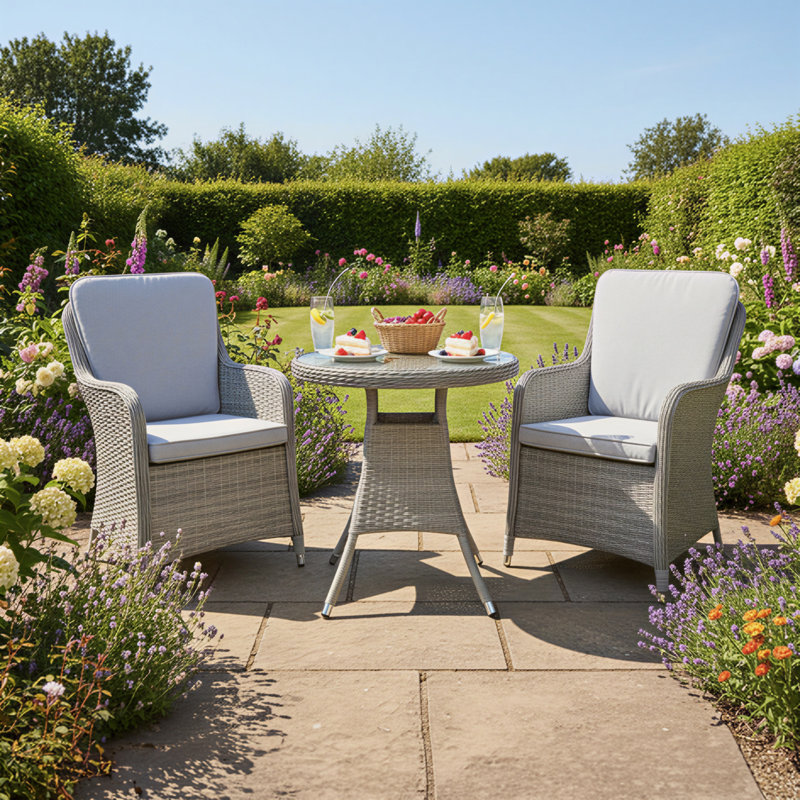 Patio Dining Set with, Light Grey