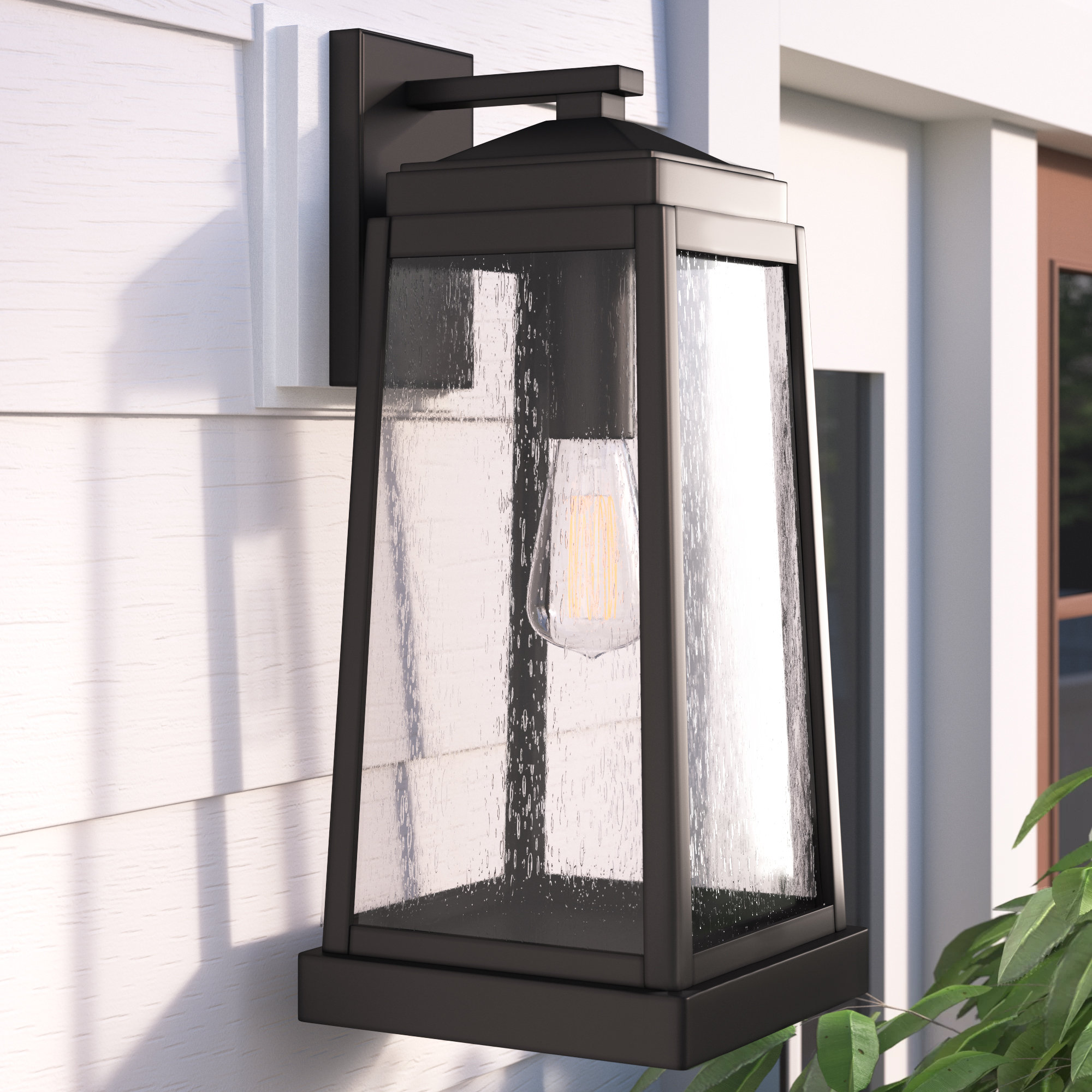 Single Light Outdoor Steel Wall Light, 19" H x 8" W x 8.75" D