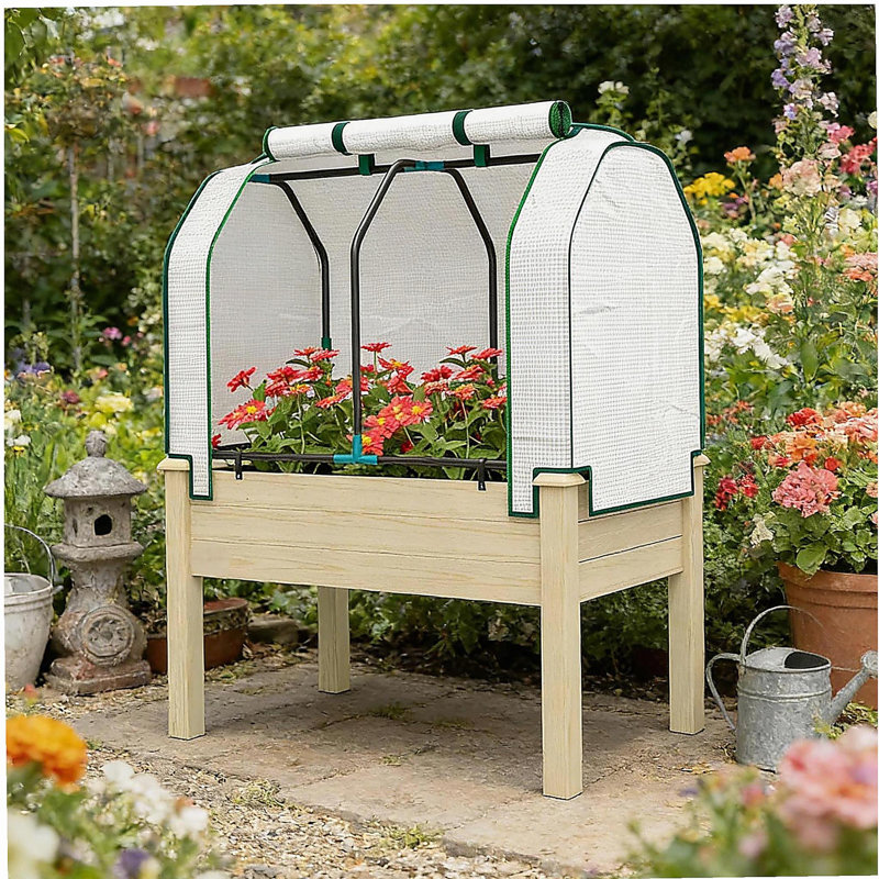Compact Planter Box,Outdoor Raised Garden Bed, Natural Wood