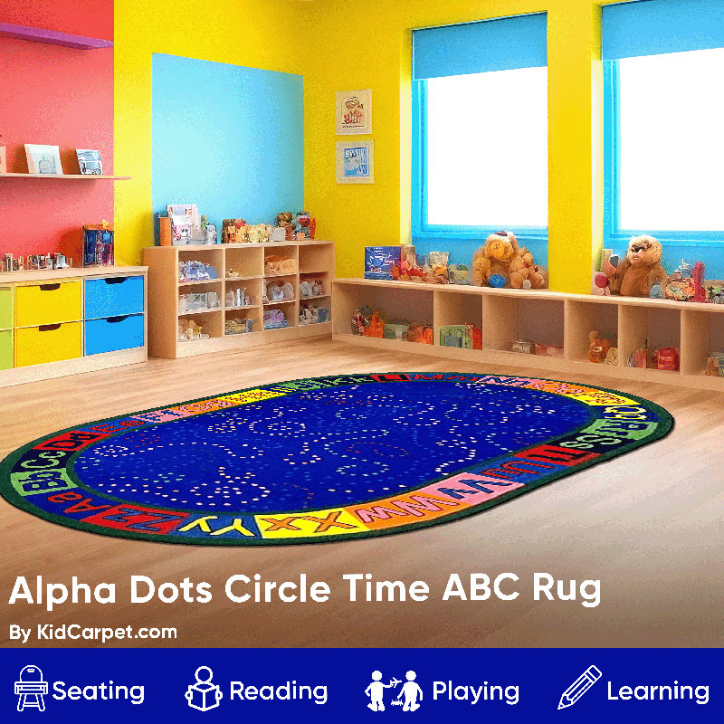 Oval 6' x 8'6" Multicolor Nylon Kids Educational Area Rug