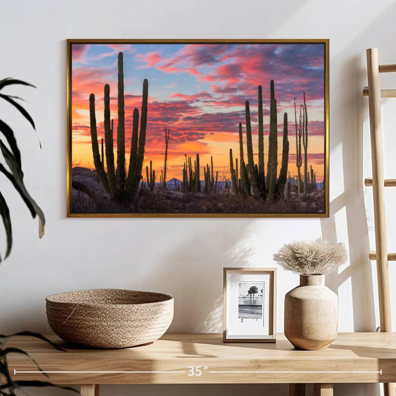 Lever de soleil de Baja California, Cadre flottant doré, 25 po x 17 po