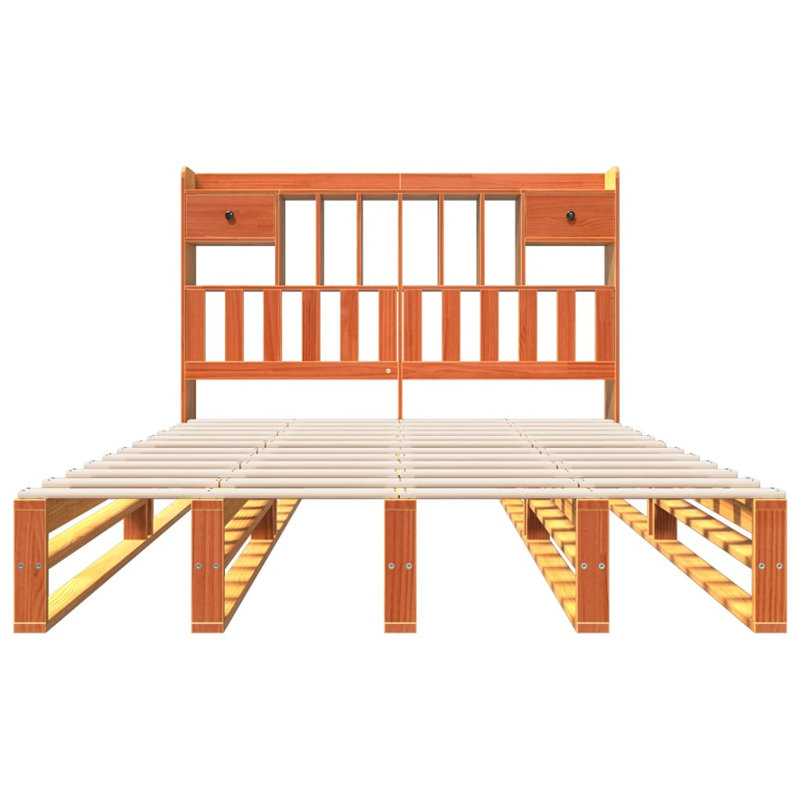 Solid Wood Bed, Wax Brown, Kingsize (5')