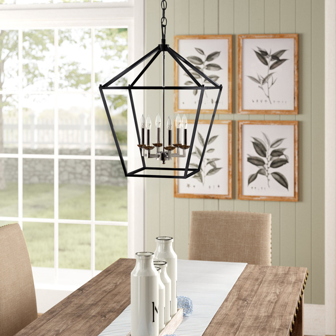 Gunn 6 - Light Dimmable Lantern Geometric Chandelier Laurel Foundry Modern Farmhouse®