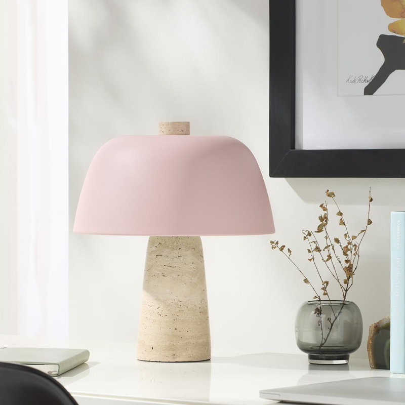Zori Stone Dimmable Table Lamp, 13.1" H x 11.4" W x 11.4" D, Pink