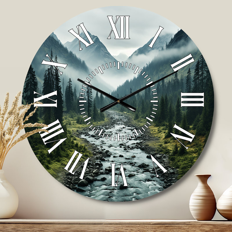 Horloge murale Canada Misty Mountains - Paysages, Médium