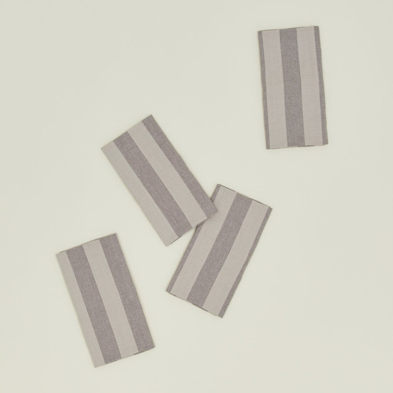 Essential Striped Dinner Napkin - Set Of 4, Light Gray/Dark Gray