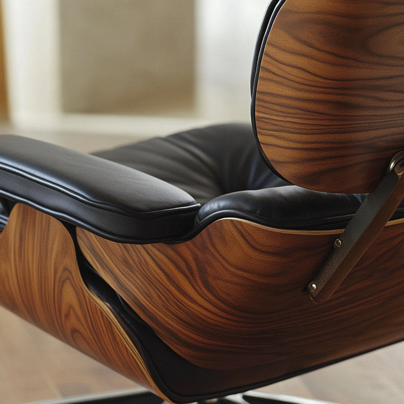 Fauteuil d'appoint rembourré en cuir avec repose-pieds