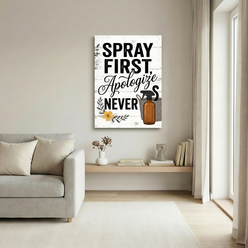 Ensemble de 1 tableau sur toile « Spray First Apologize Never », H 48 po x l 36 po, Toile tendue