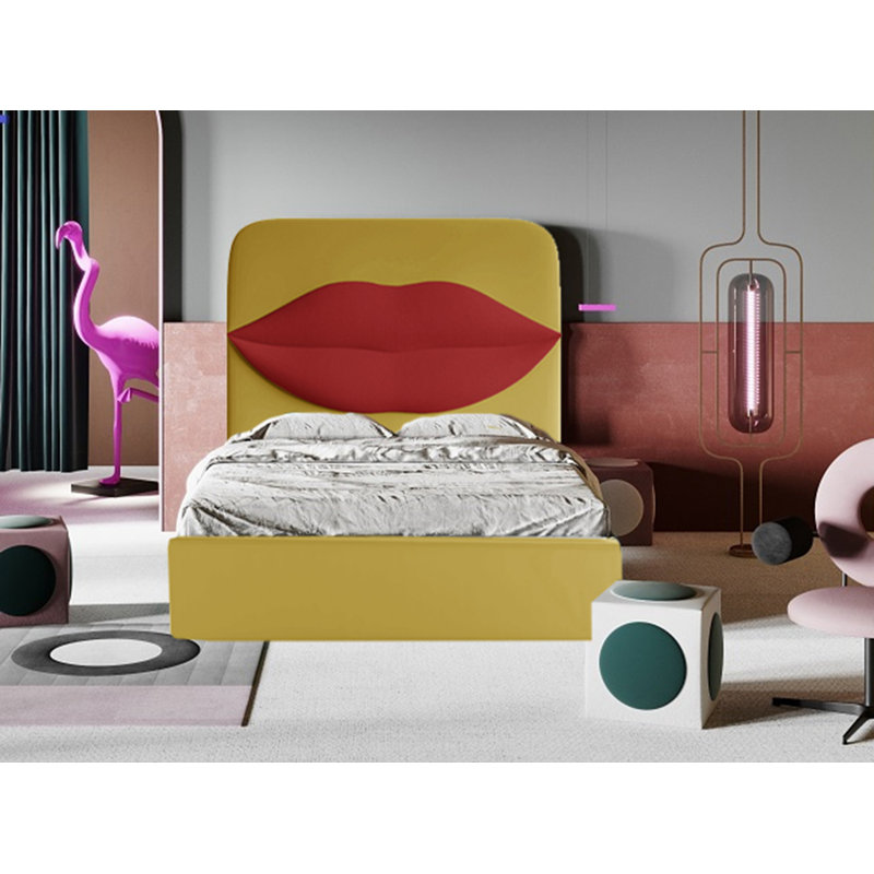 Monocle Upholstered Ottoman Storage Bed, Yellow, European Double (140 x 200cm)