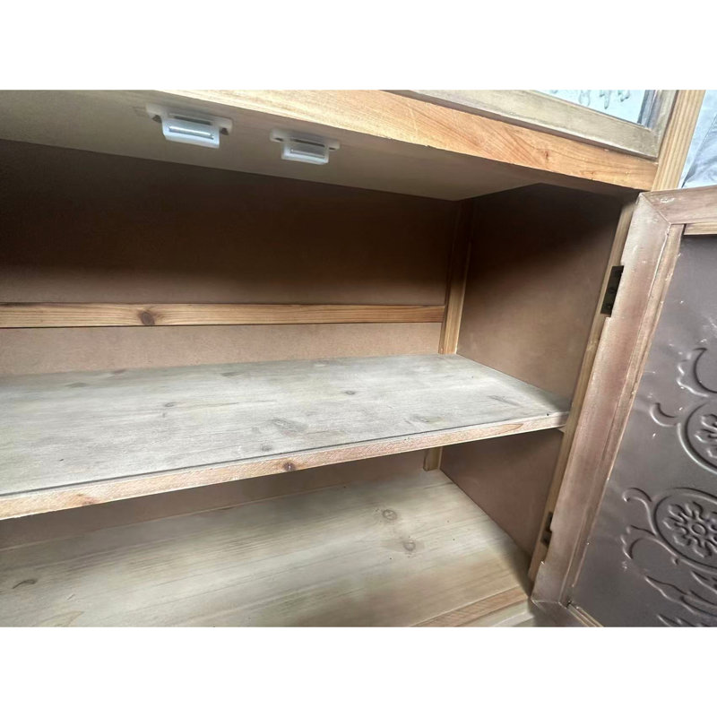 Armoire d'appoint rustique en bois vieilli, compartiment à double porte pour le salon, buffet facile à assembler avec tiroir, brun antique et blanc, rangement spacieux dans différents espaces
