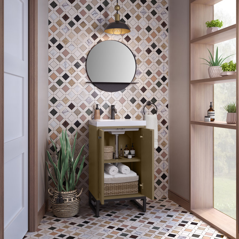 Meuble-lavabo simple l 20 po Chianti, Noyer murmure, Noir mat