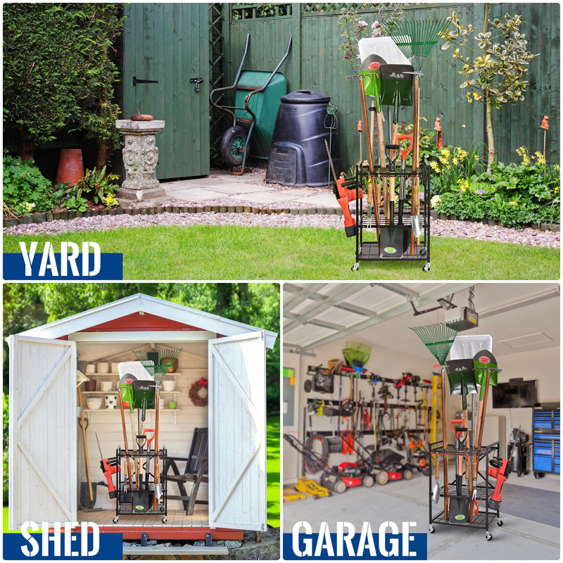 Organisateur de jardin pour garage avec roues