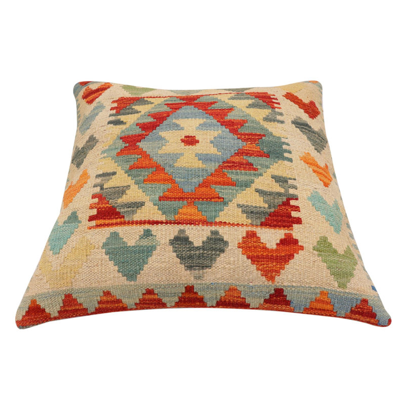 Coussin Bohème Hollis, Rouille / beige / bleu / gris, H 19 po x l 19 po