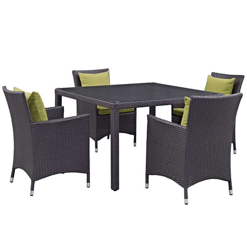Ensemble repas 5 pièces avec coussins Elswick, Péridot