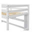Lit mezzanine simple avec bureau et tablettes, barrière de sécurité et échelle, blanc