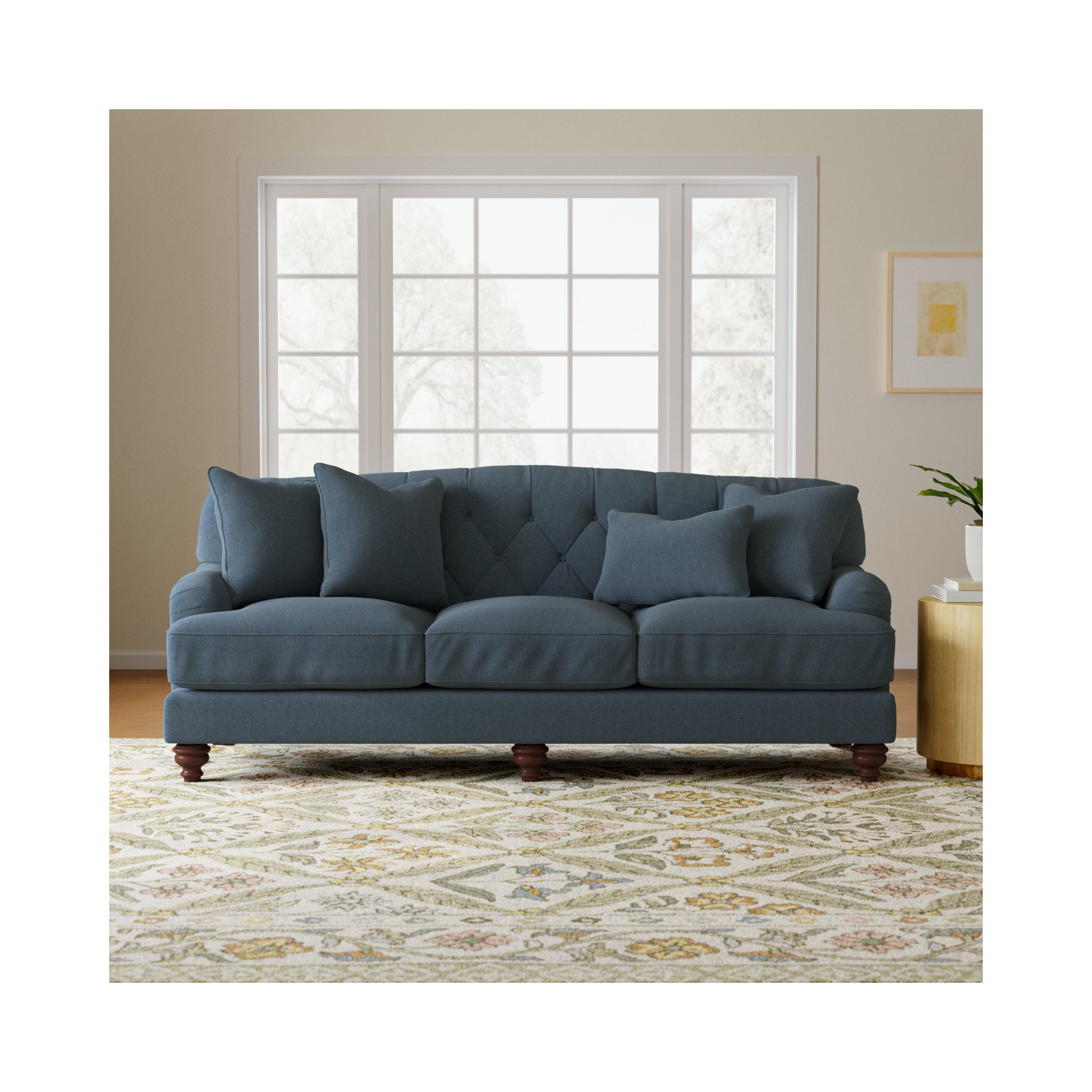 Sullivan 90'' Upholstered Sofa, Anello 22 Navy Performance Twill, Manhattan, No