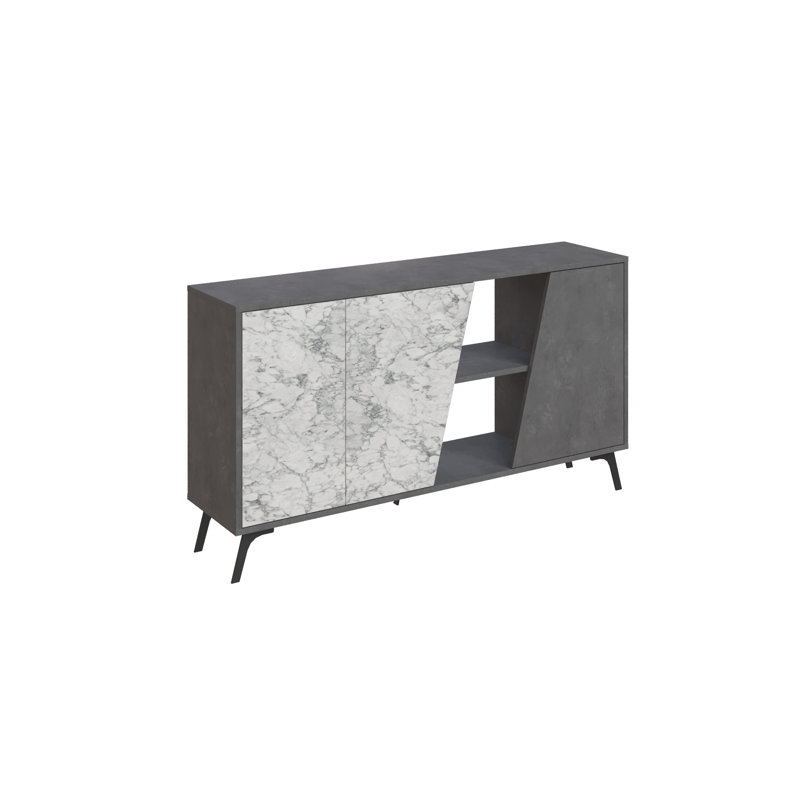 Fiona 150Cm Wide Sideboard Console with Storage and Modern Design, Grey/White