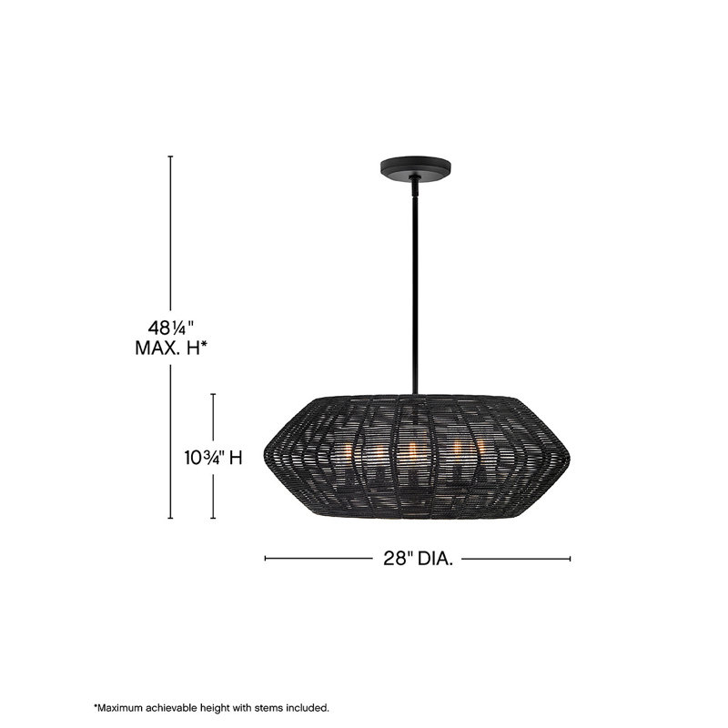 Luca 5 - Light Outdoor Chandelier, Black