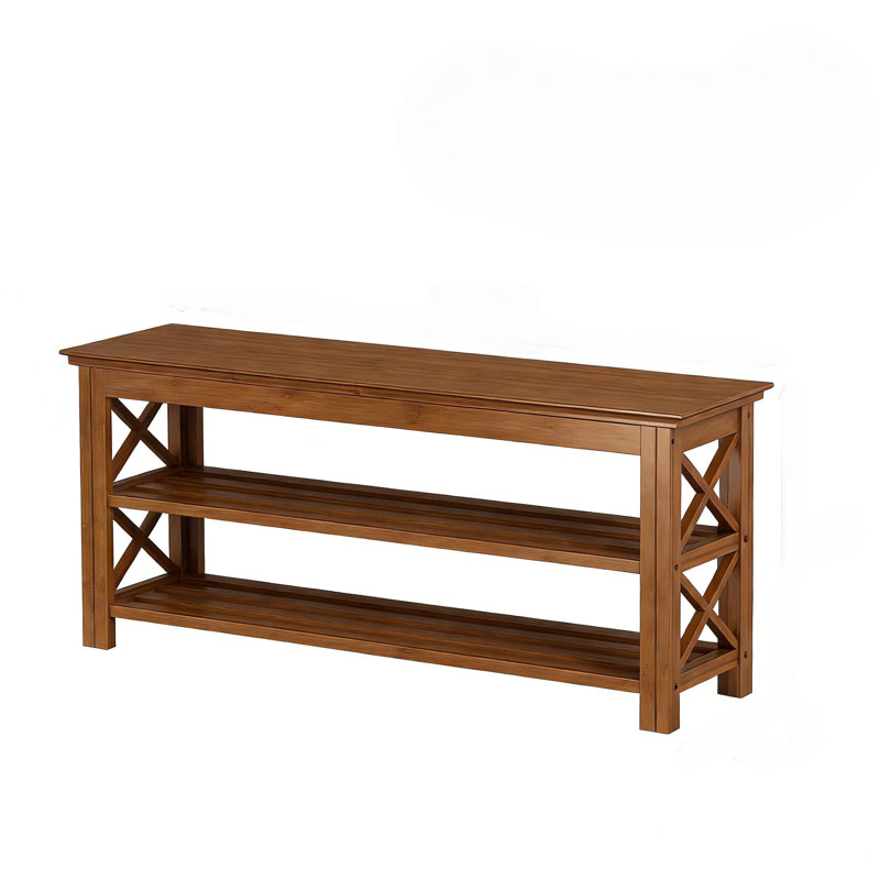 Banc de rangement à 3 niveaux pour chaussures en bambou avec rangement