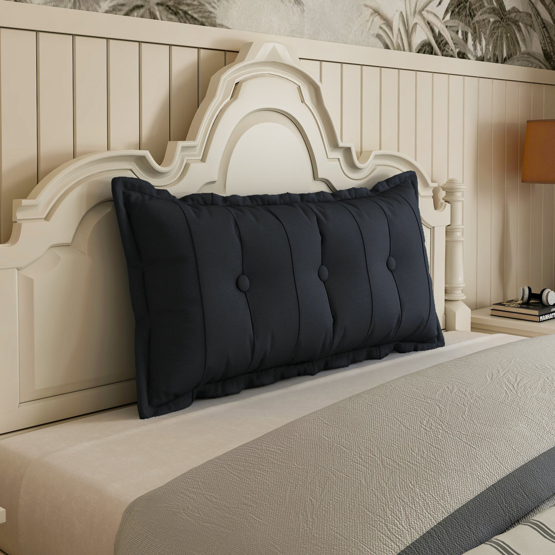 Sit-up Back Comfort Button Tufted Headboard Decor Reading Throw Body Pillow with Linen-look Texture WOWMAX 