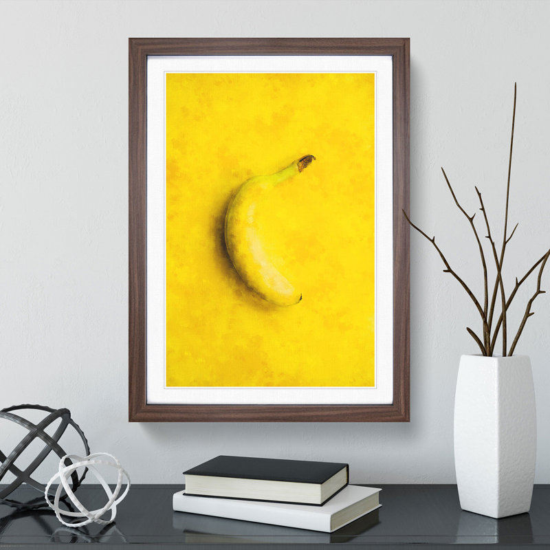 Yellow Banana - Picture Frame Graphic Art, 48cm H x 36cm W x 2cm D, Walnut Framed