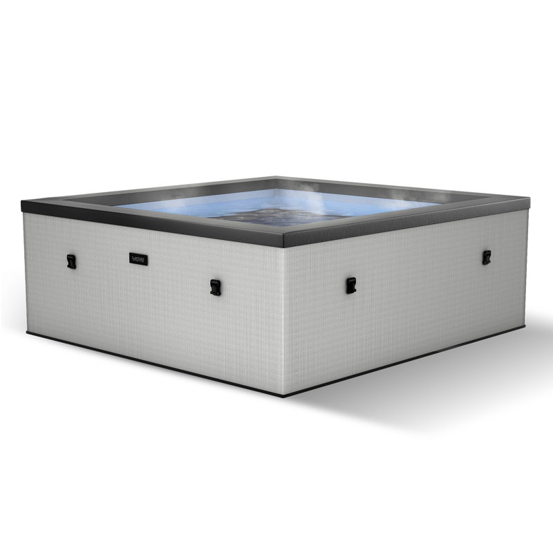Wave Garda | 6-Person Eco Foam Hot Tub | Square | Wi-Fi Integrated Heater, Grey
