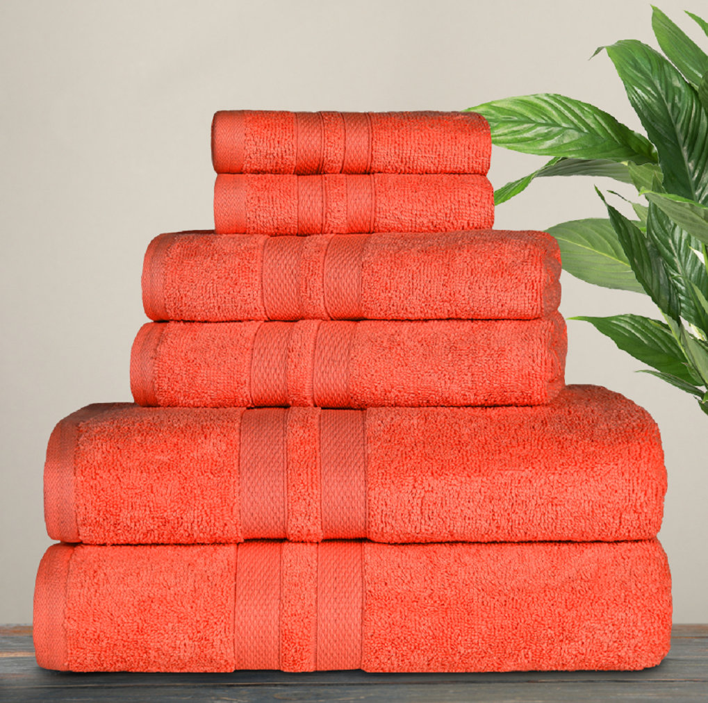 6-Piece Cotton Towel Set, Tangerine