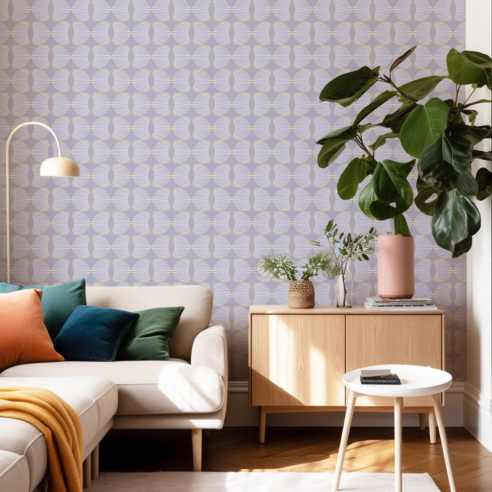 Mitchell Black Lomé Wallpaper Roll, Faux Grasscloth, Lilac