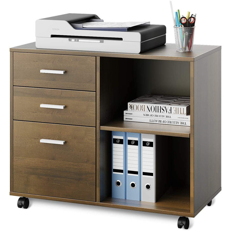 81.3cm Wide 3 -Drawer Mobile File Cabinet, Grey Oak