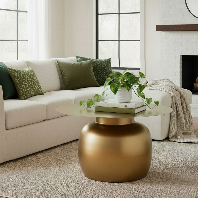 Carter Round Metal Coffee Table, Gold